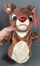 Rudolph the Red-Nosed Reindeer Light-Up Nose Hand Puppet Collectible WORKS NWT