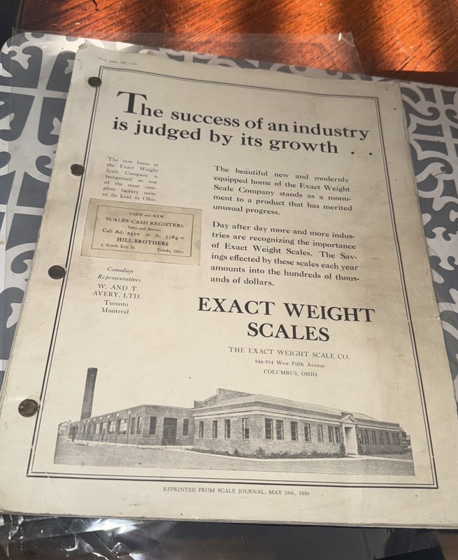 Exact Weight Scales Catalogue Columbus Ohio May 10,1930