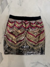 Bebe Sparkle Sequin Stretch Mini Skirt Sz Large