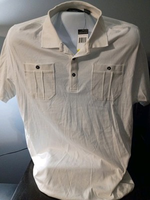 Men's Sean John NWT White Short Sleeve Pocket Polo Shirt Cotton XL