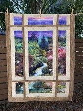 Nature Art Quilt Wall Hanging Fairy Forest La...