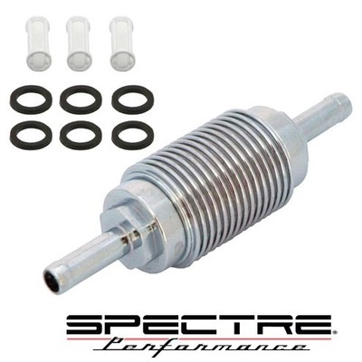 Spectre Billet Aluminum 3/8'' Fuel Gas Filter Cleanable w/ 3 Extra Elements Inc