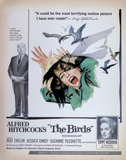 Original 1963 The Birds Ad: Alfred Hitchcock Tippi Hedren Horror Suspense Movie
