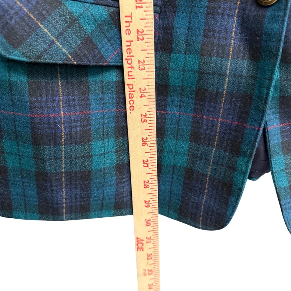 Женский блейзер в клетку Alfred Dunner размер 14 синий и зеленый на пуговицах спереди сделано в США - Изображение 3 из 4