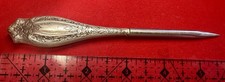 Antique Art Nouveau Embossed Sterling Silver Handle Awl Punch Sewing Tool Engr.