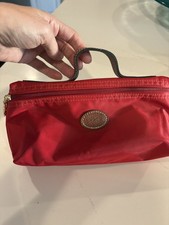 Longchamp Le Pliage Pouch Nylon Cosmetic Bag Clutch Red Travel Classic, EUC
