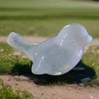 Vtg Fenton White Sparrow Bird Opalescent Iridescent Art Glass  4.5"