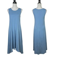 Vince Camuto XS Solid Blue Hi-Low Sleeveless Comfortable Casual Midi Tank Dress
