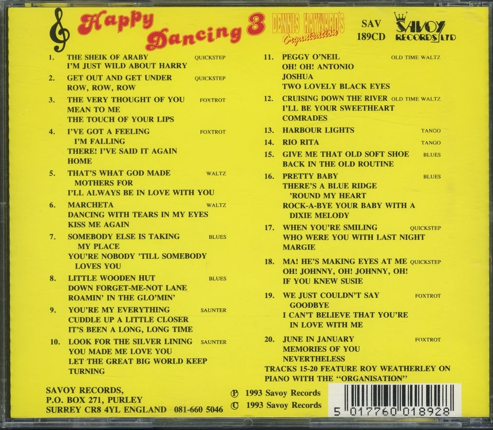 DENNIS HAYWARD - Happy Dancing 3 CD (1993) [NM/MINT] Sequence Dance Organ - Image 2 of 4
