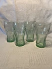 Vtg MINI COKE Libbey Small Green 6 oz Set Of 4 Coca-Cola 4.5" Juice Glasses EUC