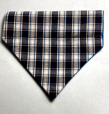 Over Collar Slide On Pet Dog Cat Bandana Scarf BLUE PLAID XSMALL