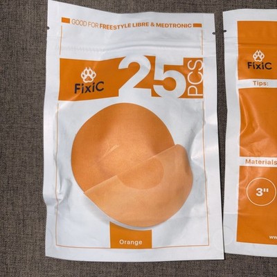 2 packs Fixic Freestyle Adhesive Patch 25 PCS   Good for Libre 1, 2, 3 Enlite Gu