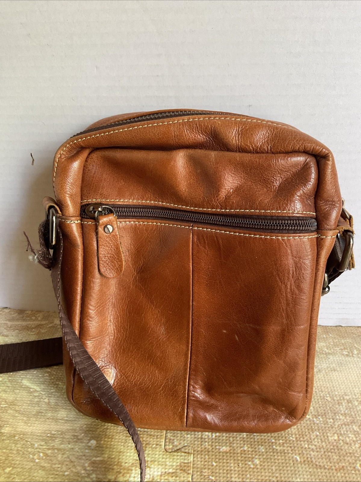 Ameri Leather Cross Body satchel Bag Brown Leathe… - image 4