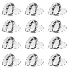 12pcs Phone Ring Holder 1" Adhesive Heart Cell Phone Ring Finger Grip, Silver