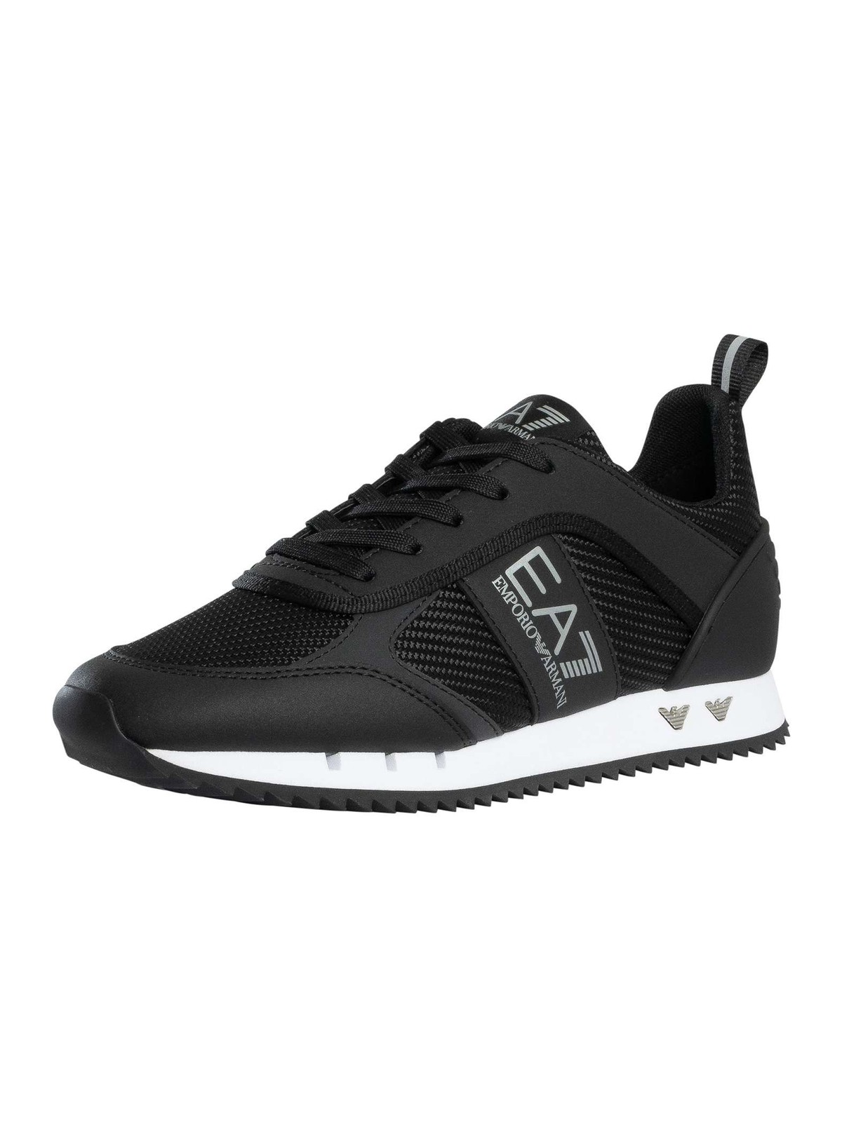 EA7 Mesh Logo Trainers, Black/Silver/White - 11 UK