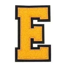 4" Chenille Letter Patches,Yellow Chenille Initial A-Z Patches (Letter E)