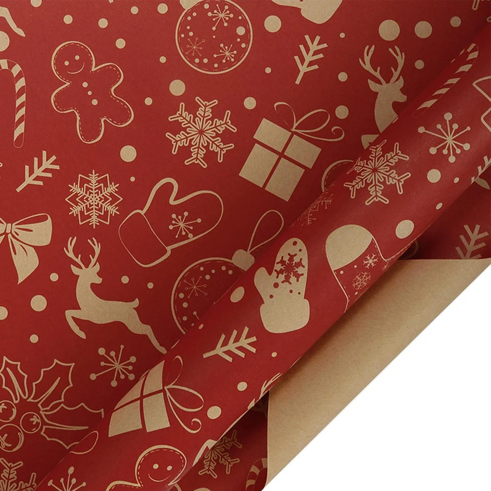 Christmas Wrapping Paper Sheets Wrap Roll Thick Wrapping Paper 5X Wrap boosted - Image 4 of 4