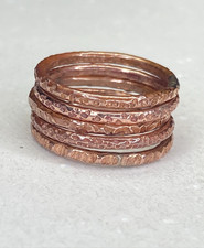 Copper Ring Stackable Hammered Rings band Size 6 Wedding Ring Unisex thin 2mm