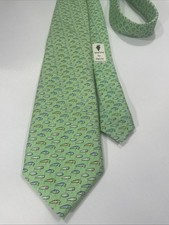 Vineyard Vines Silk Tie Green Fishing Lures Tackle Pattern Shep  Ian Classic
