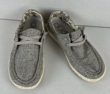 Hey Dude Wendy L Linen Iron Womens Shoes Lace Up Loafers Comfort Gray Size: 7