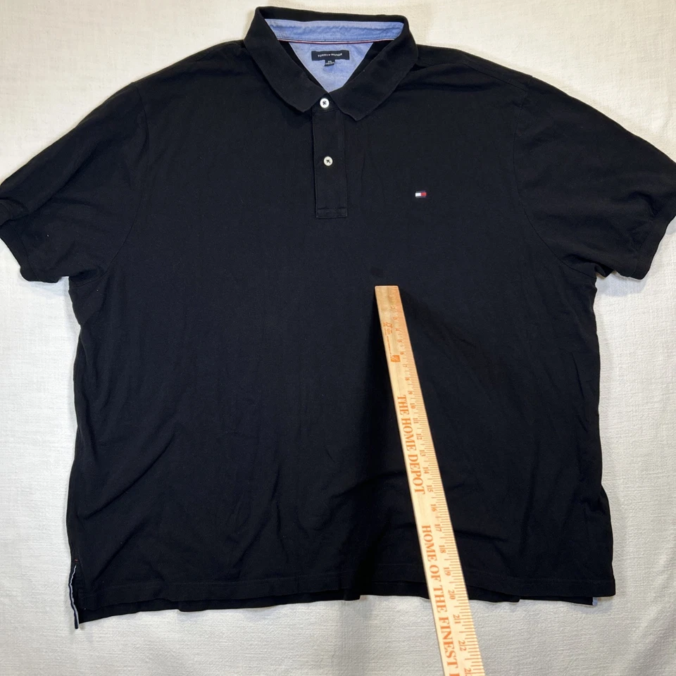 Tommy Hilfiger Men's Polo Black Short Sleeve 5XL 100% Cotton Shirt Big & Tall - Image 3 of 4
