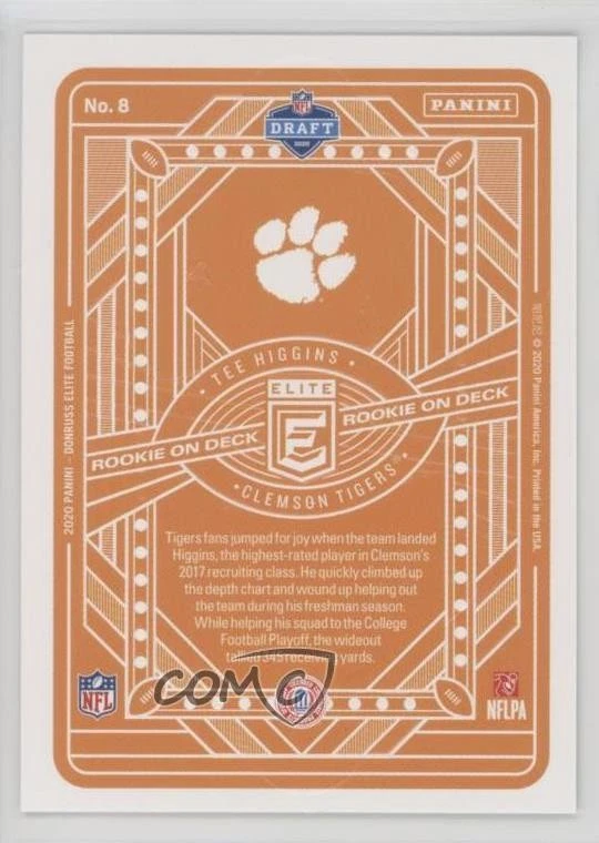 2020 Panini Donruss Elite Rookie On Deck Tee Higgins #8 RC - Image 2 of 2