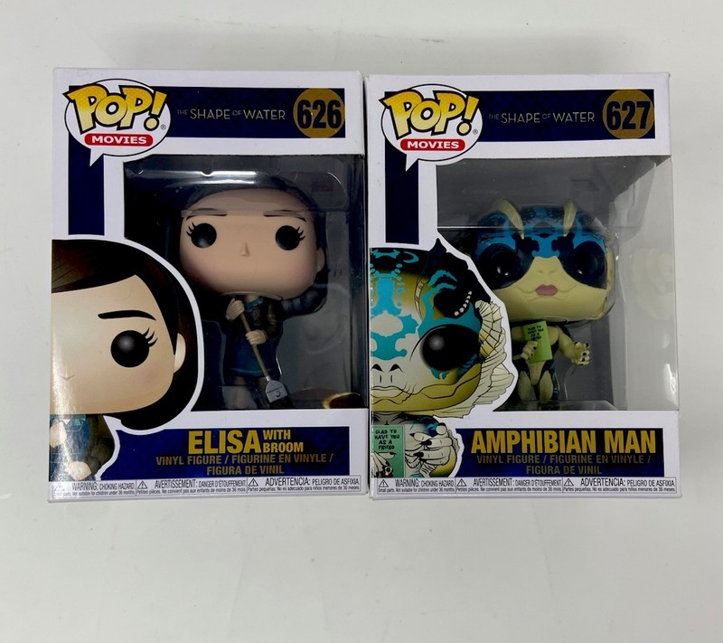 Funko Pop! The Shape Of Water Lot of 2~Elisa w/ Broom #626 & Amphibian Man #627