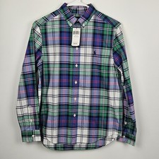 Ralph Lauren Dress Shirt Boys Size L 14/16 Long Sleeve Button Down Plaid NEW