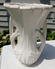 McCoy Pottery Double Handle 1947 White Ribbon Strap Vase 12" H x 8" W