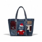 Grinch Christmas Patchwork upcycle Denim Tote Bag – Handmade – One of a Kind