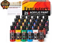 Acrylfarben Set 24 X 60 Ml, Acrylic Paint, 12 Pinsel & Farbkarte