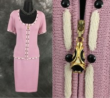 NWT NEW BEAUTIFUL st john collection knit pink rose petal skirt suit size 8 10