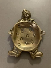 RARE Vintage Solid Brass CLOWN Cigarette Cigar ASHTRAY Trinket Tray Dish