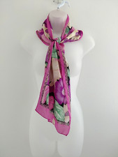 VTG Berkshire Scarf Made In Italy Pink Floral Oblong Girly Romantic Prairie