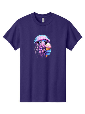 Jellyfish-Ice-Cream Mens Graphic Tee, 100% Cotton, Casual Summer Wear