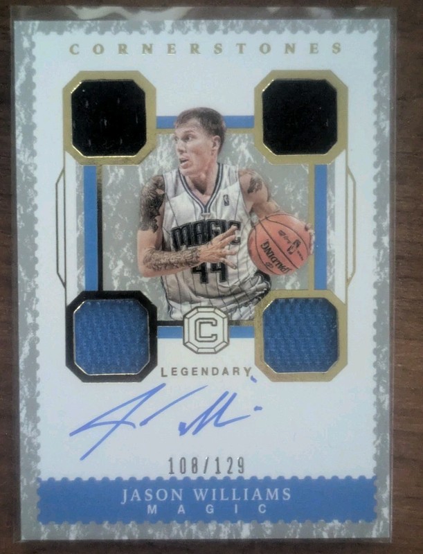 2017-18 Panini Cornerstones Jason Williams Legendary Quad Patch Auto /129 Magic