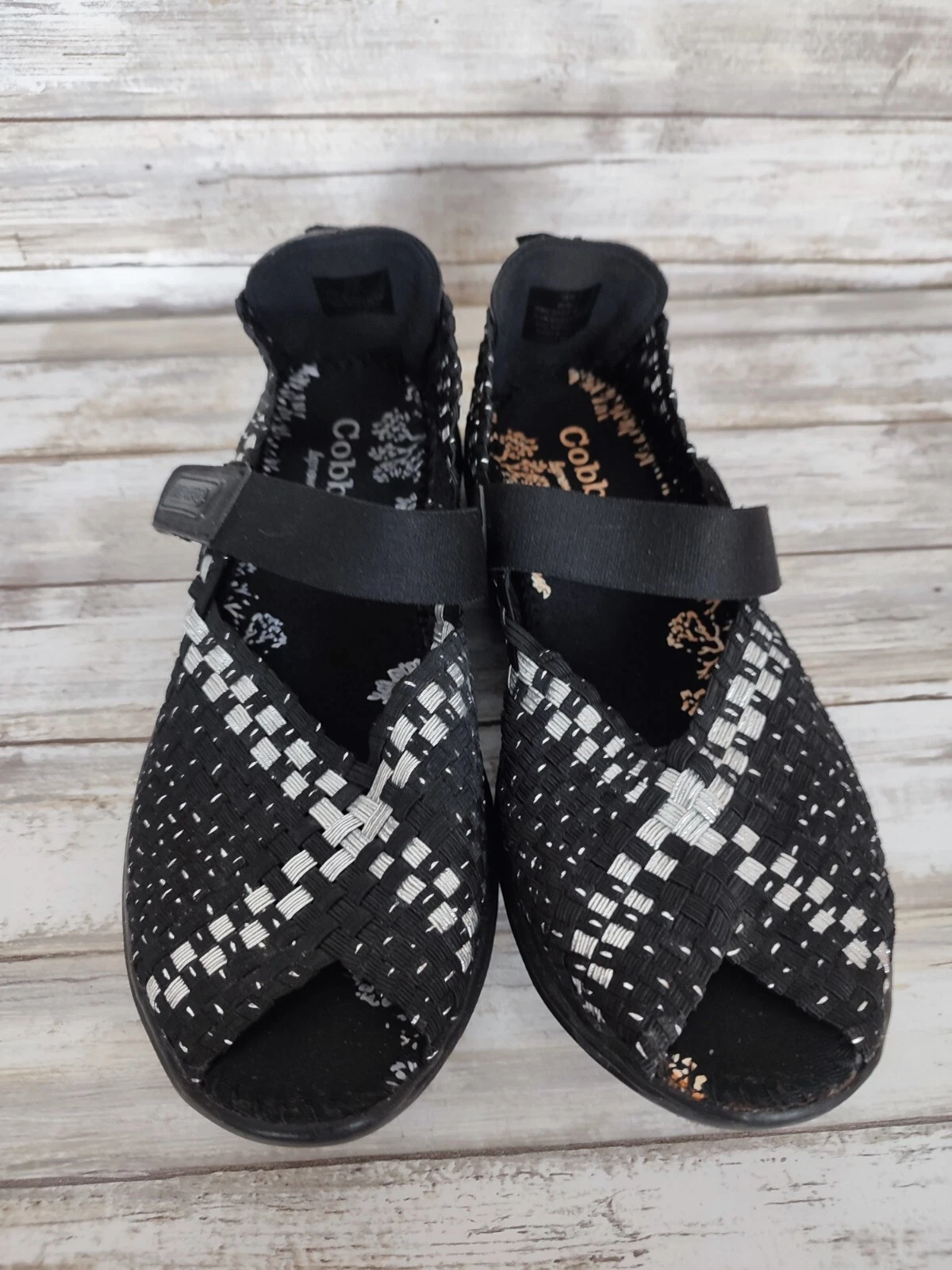 Scarpe Cobb Hill New Balance nero argento elasticizzato sandalo leggero punta aperta 10