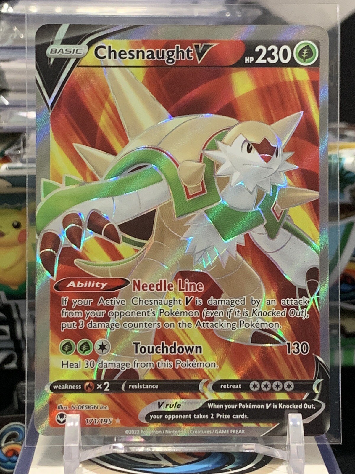 Chesnaught V (Full Art) - 171/195 Ultra Rare Silver Tempest NM Pokemon TCG 2P