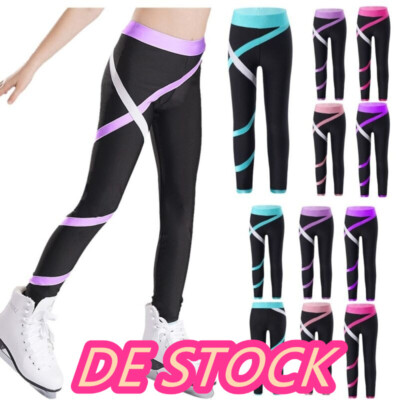 DE`iEFiEL Mädchen Leggings Farbblock Elastische Stretchhose Sporthose Tanzhose