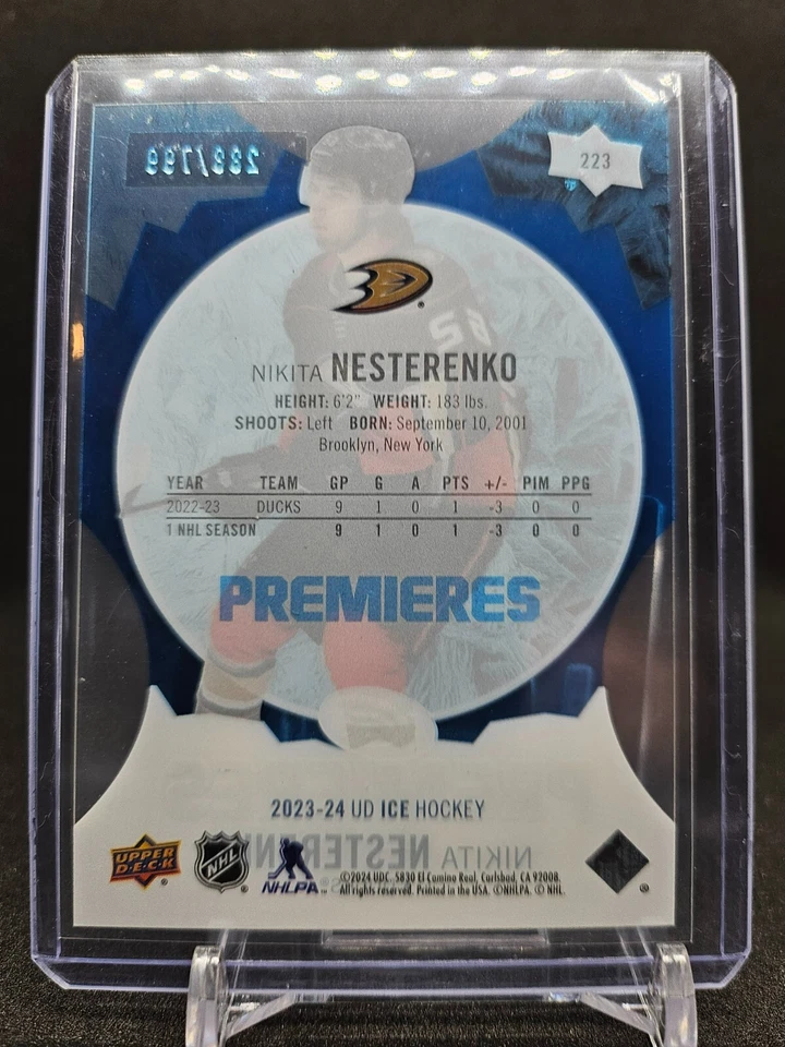 Nikita Nesterenko 2023-24 UD ICE Premieres /799 #223 Anaheim Ducks - Image 2 of 2