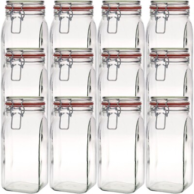 12er Set Vorratsgläser mit Bügelverschluss 1,5L Einmachgläser Drahtbügel Glas