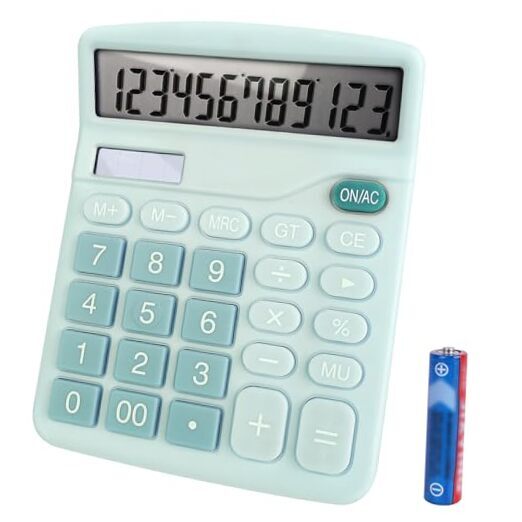 Basic Calculator with Comfortable Large LCD Display, 12 Digits Calculators Blue-image