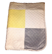 Circo Color Block Patchwork Minky Dot Baby Blanket Gray White Yellow Blue Plush