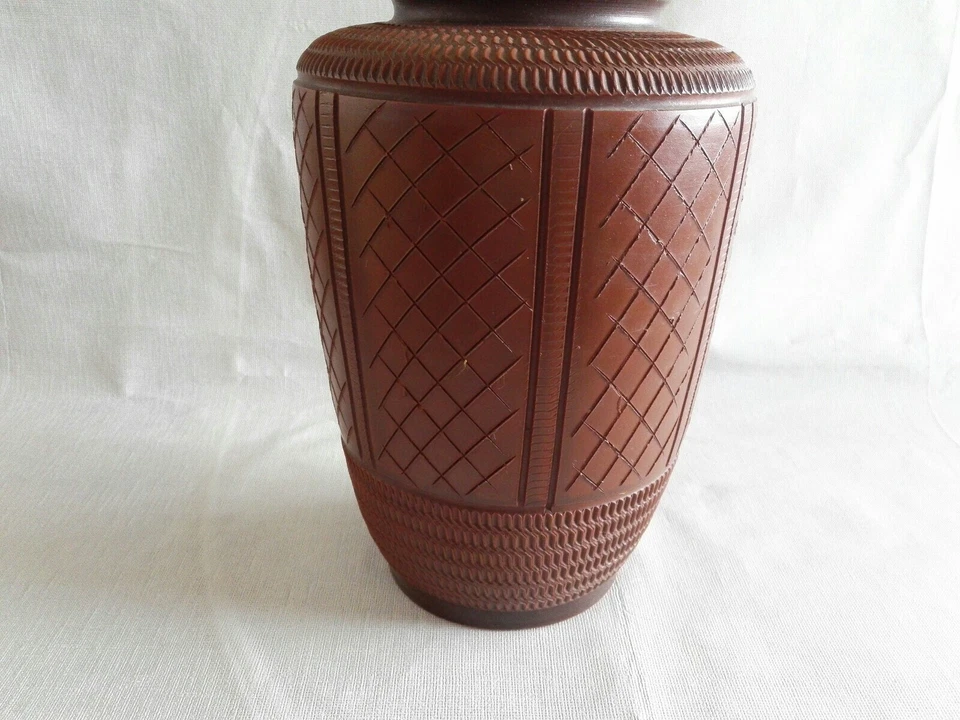 Vase Blumenvase Blumentopf bauchig aus Ton verziert h-  ca. 25 cm d-18 cm - Bild 3 von 4