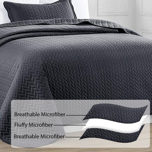 Reversible Bedspread Bedding Set Luxury Quilted Embossed Bed Throw Queen King US - Picture 9 of 73