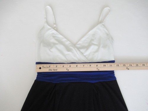 Express XS Fit and Flare Color-block Mini Dress Y2K Blue, Black White w/Straps - Picture 5 of 9