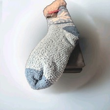 Cuddl Duds Cozy Sherpa Lined Lounge Socks Plushfill Shoe 4-10 Blue  Snowflakes