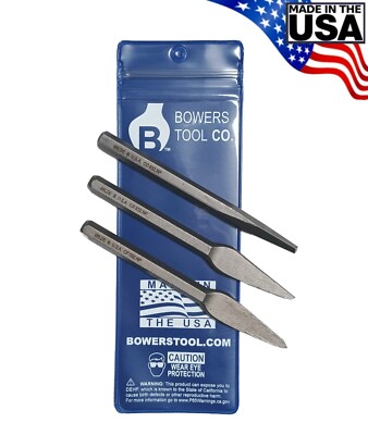 Wilde Tool 3pc 5/32 Diamond 1/4in Cape and Round Chisel Set w Pouch MADE IN USA