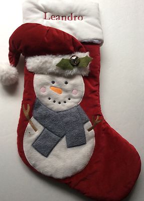 Pottery Barn Kids Snowman Luxe Velvet Stocking Monogrammed LEANDRO New