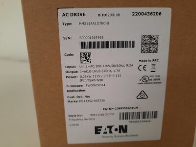 Eaton MMX11AA1D7N0-0 Motor Drives/VFDs/Speed Controllers